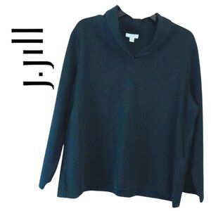 J. Jill, Pure Jill Shawl-Collar Long Sleeve Textured Knit Top, Green, Turquoise